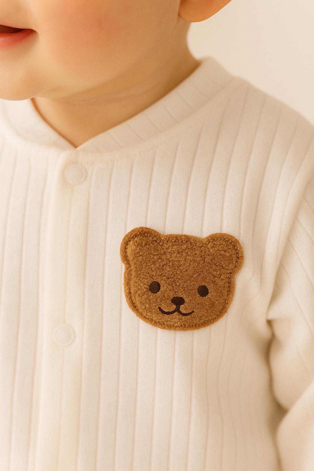 Baby jumpsuit med björnbrodering - mjuk i bomull