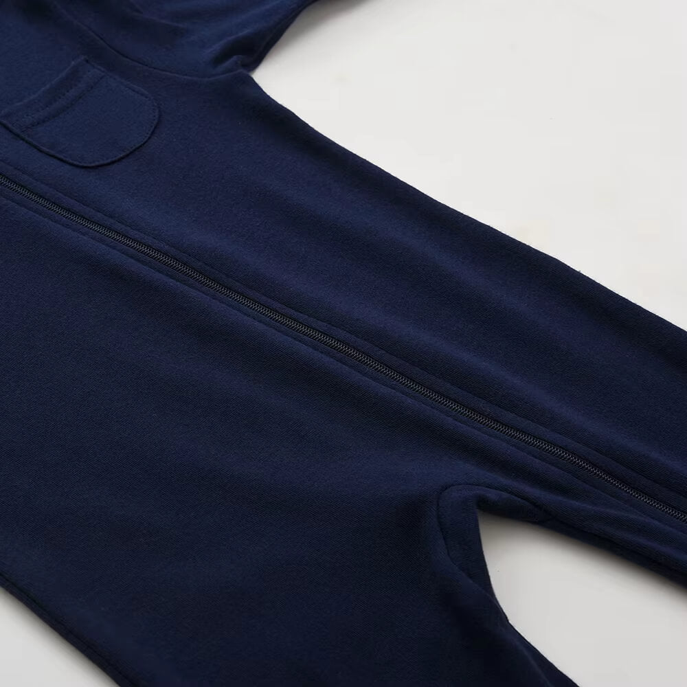 Barnkläder, babykläder, Baby zip romper mörkblå dragkedja