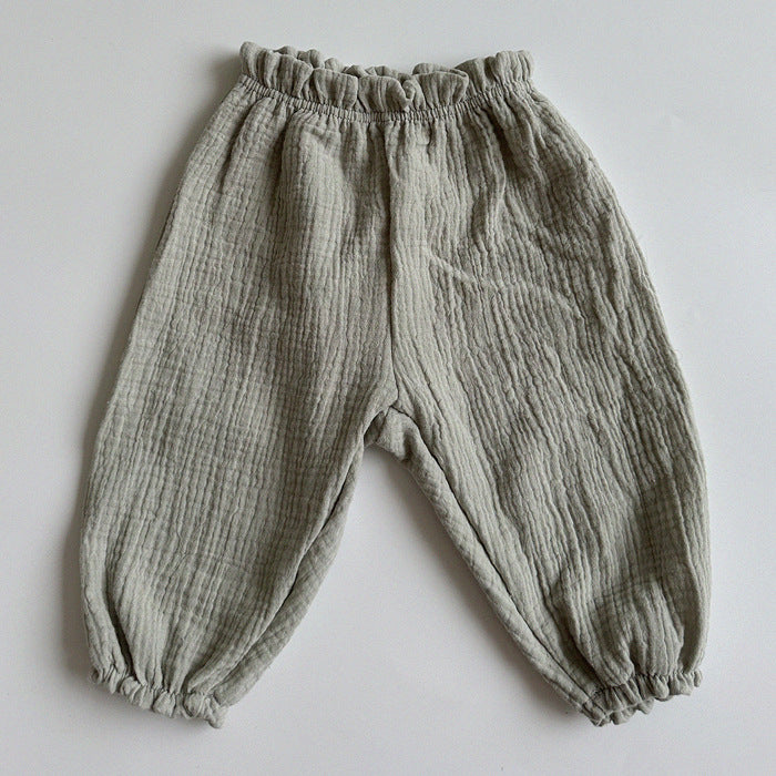Barnkläder, babykläder, Barnbyxor framtill grön
