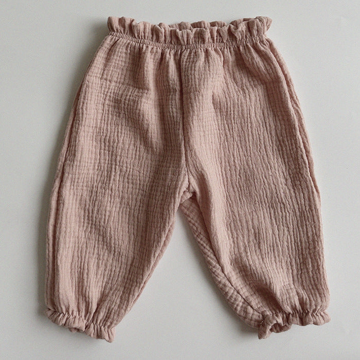 Barnkläder, babykläder, Barnbyxor framtill rosa