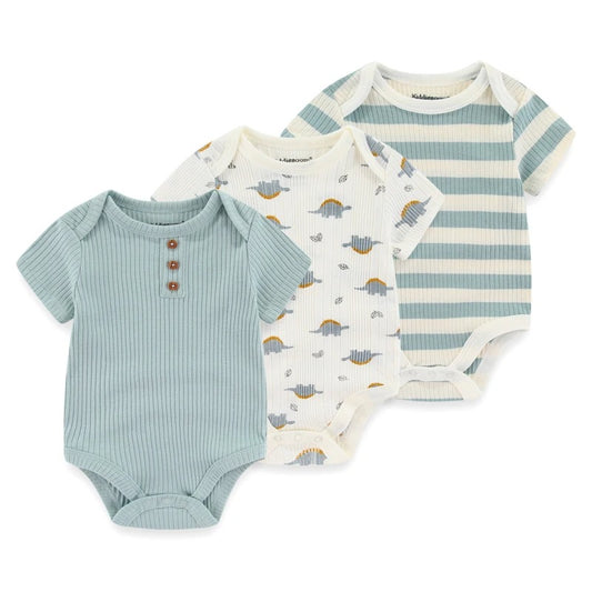 Barnkläder, Onesies, babykläder, Grön harmoni - somrigt 3-pack set mjuka rompers