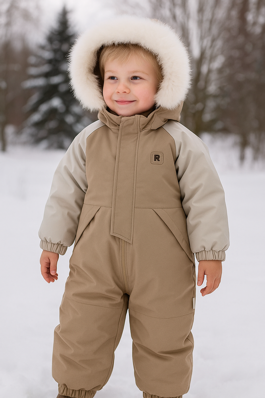 Overall barn - Varm vinteroverall barn - Overall med pälskrage