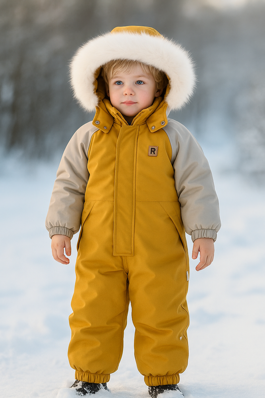 Overall barn - Varm vinteroverall barn - Overall med pälskrage