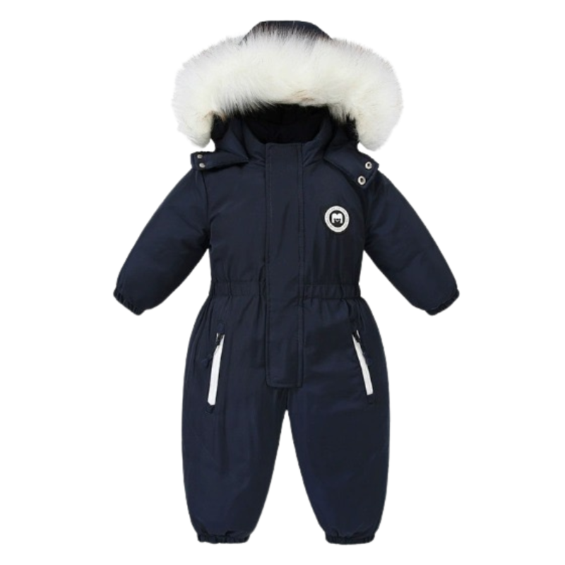 Vinteroverall barn - Vadderad babyoverall med pälsluva - Vinterkläder barn