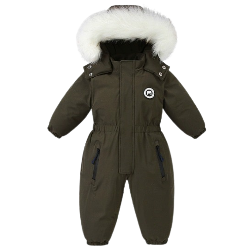 Vinteroverall barn - Vadderad babyoverall med pälsluva - Vinterkläder barn