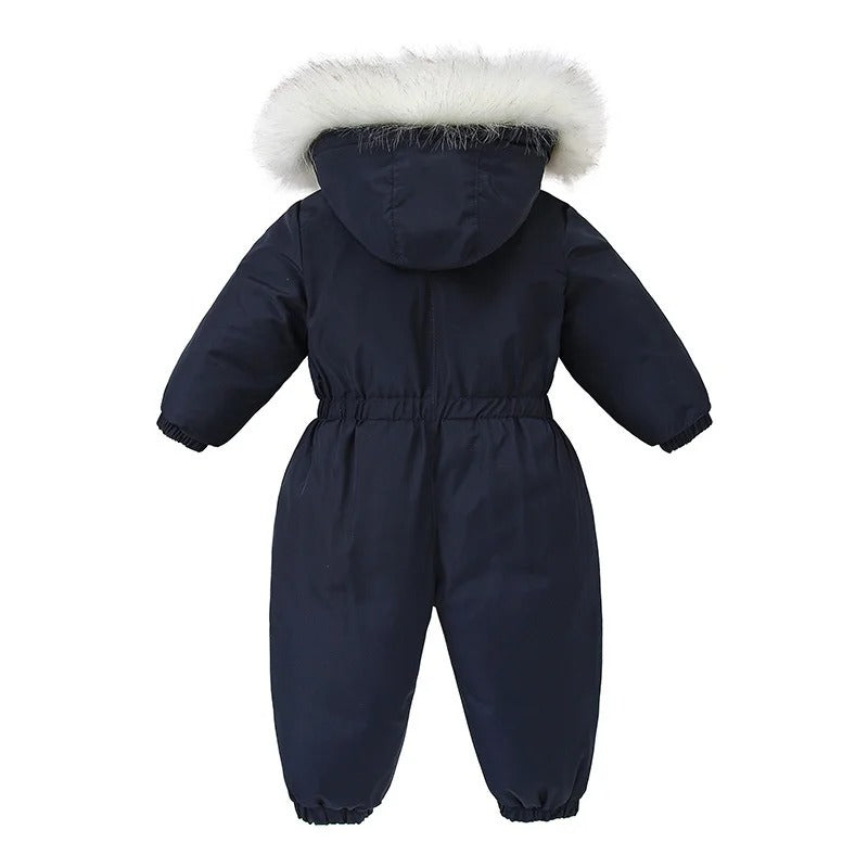 Vinteroverall barn - Vadderad babyoverall med pälsluva - Vinterkläder barn