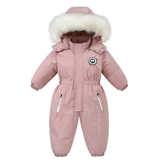 Vinteroverall barn - Vadderad babyoverall med pälsluva - Vinterkläder barn