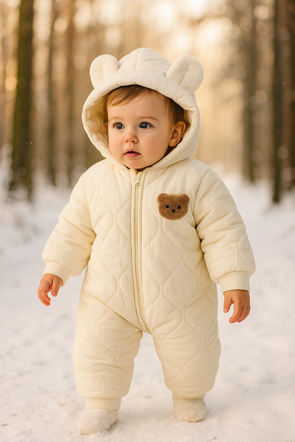 Vinteroverall barn - Babyoverall med björnmotiv - Vinterkläder barn