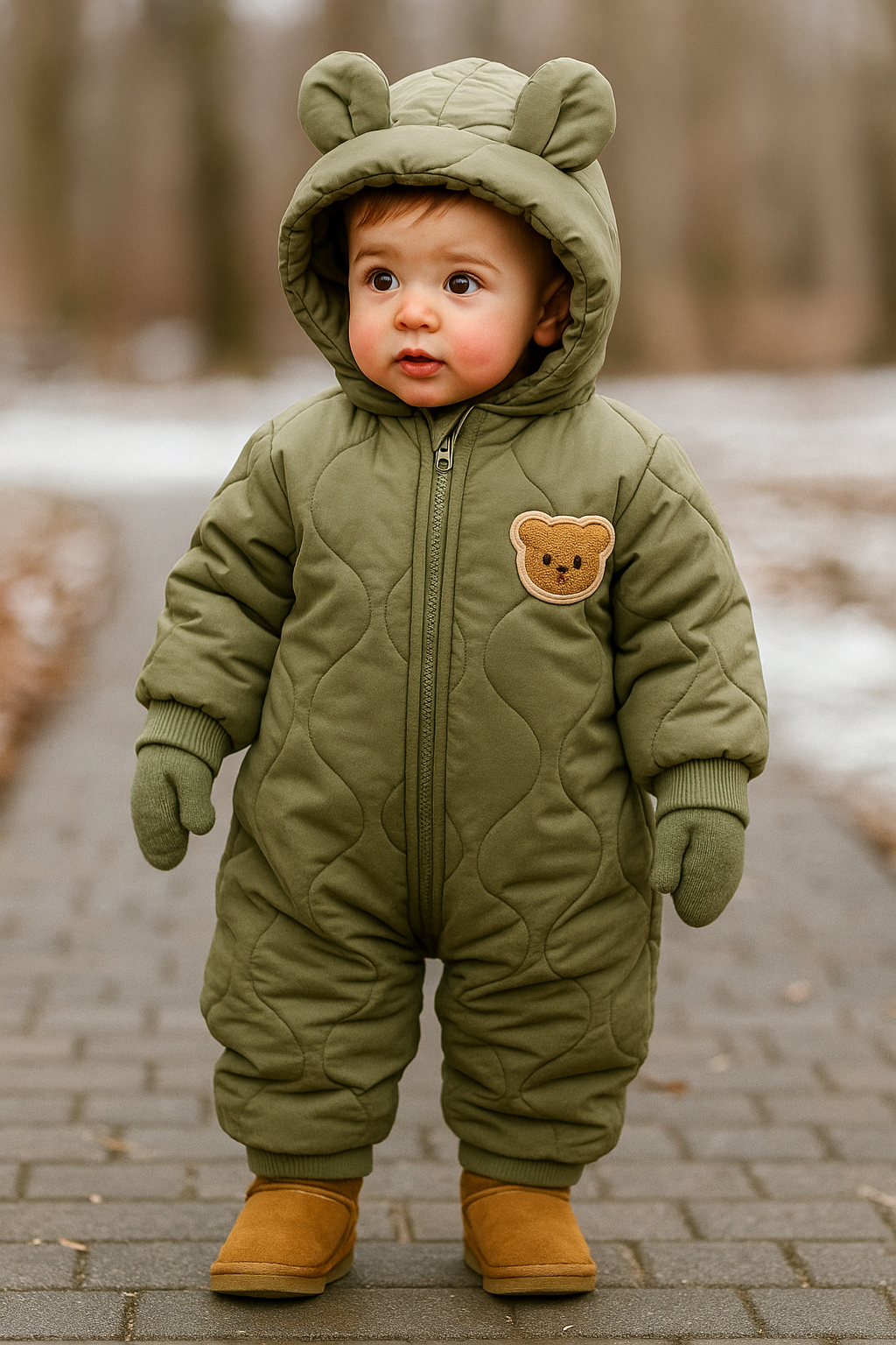 Vinteroverall barn - Babyoverall med björnmotiv - Vinterkläder barn