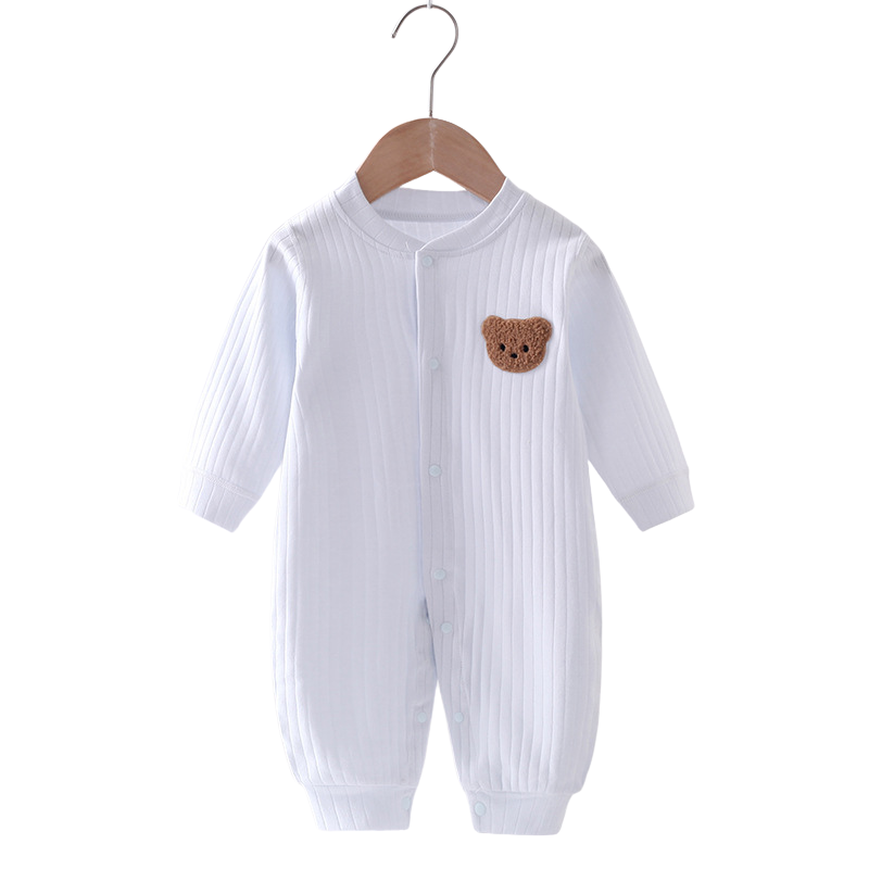 Baby jumpsuit - Onesies - Romper. Med björnbrodering på vänster bröst, Ljusblå