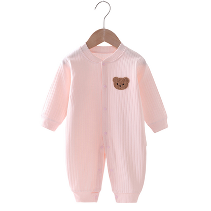 Baby jumpsuit - Onesies - Romper. Med björnbrodering på vänster bröst, Rosa