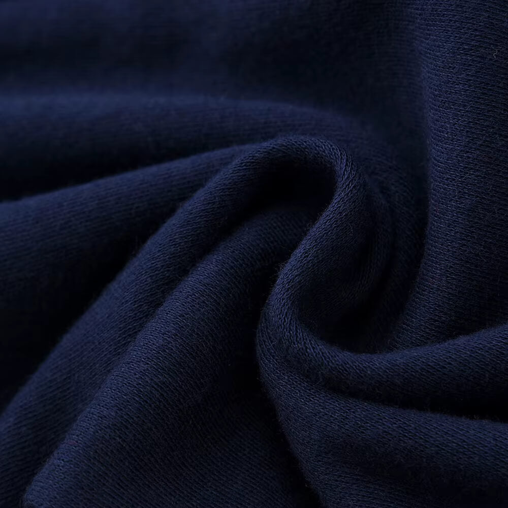 Barnkläder, babykläder, Baby zip romper mörkblå närbild tyg