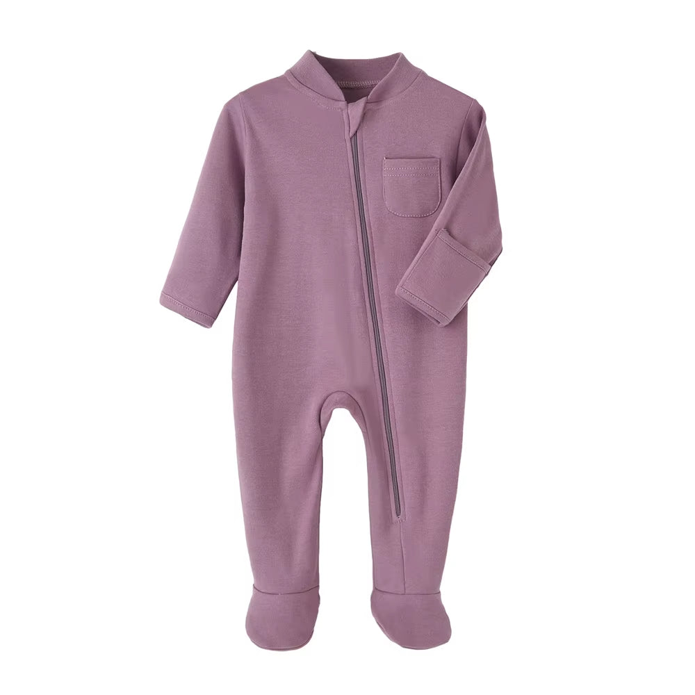 Barnkläder, babykläder, Baby zip romper vinröd framifrån