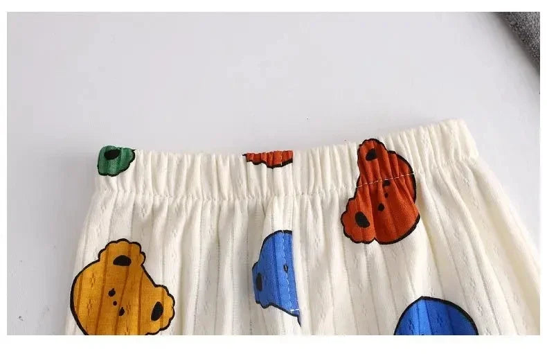 Byxlinning av färgglada björnar barn pyjamas set – barnkläder i mjuk bambu