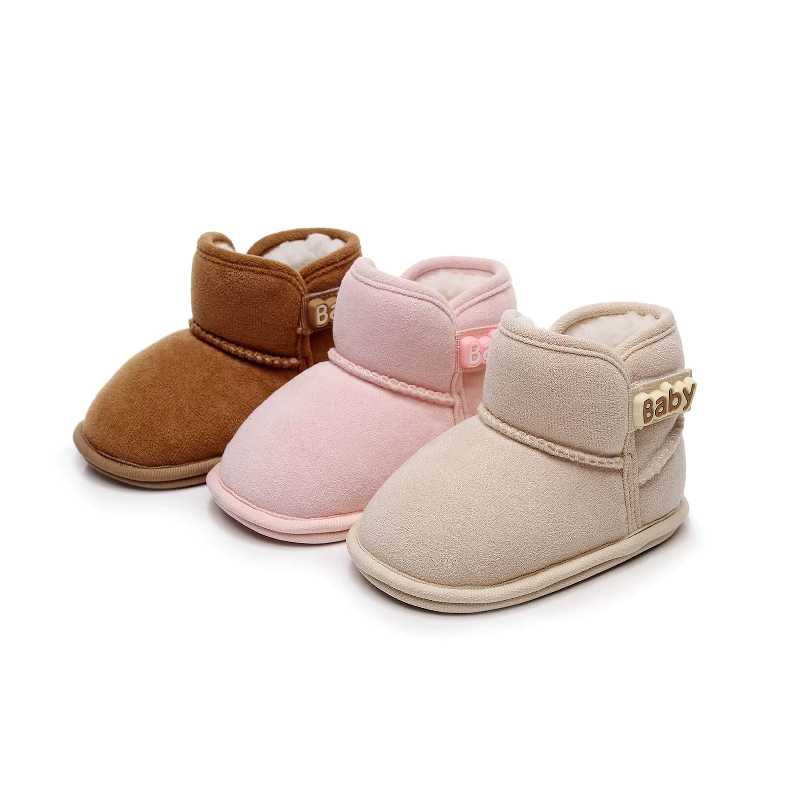 Bebisskor, babyskor, babyboots gruppbild, Rosa, beige & brun