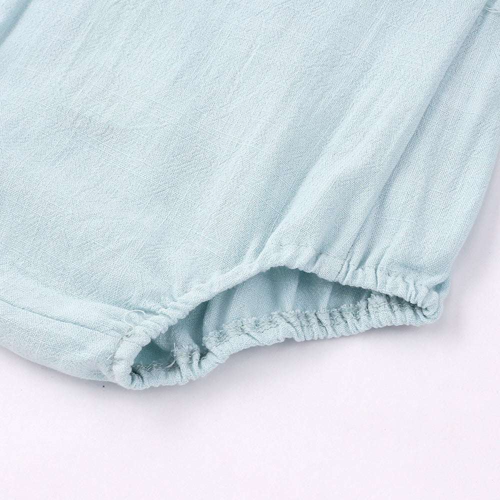 Barnkläder, babykläder, Blå sommarromper för baby detaljbild