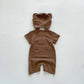 Body med björn och hatt, baksida, brun, barnkläder, bebiskläder, babykläder