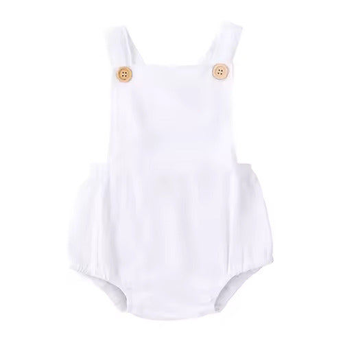 Barnkläder, babykläder, Vit sommarromper för baby framifrån